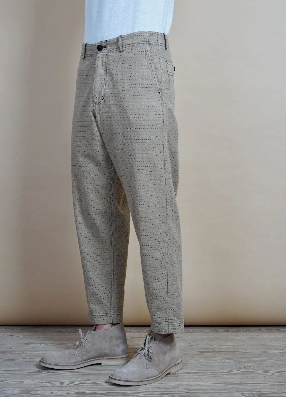 TRYGVE | Wide Cut Cropped Trousers | Beige