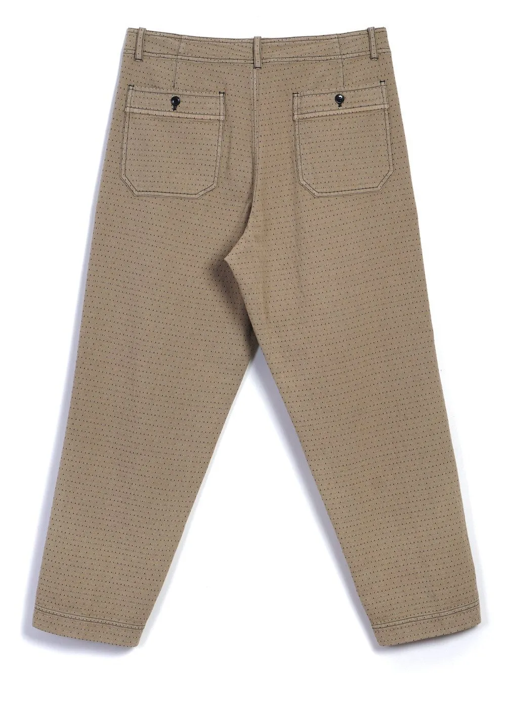 TRYGVE | Wide Cut Cropped Trousers | Beige