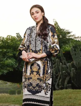 Unstitched Lawn Cotton Black Printed Pakistani Style suits