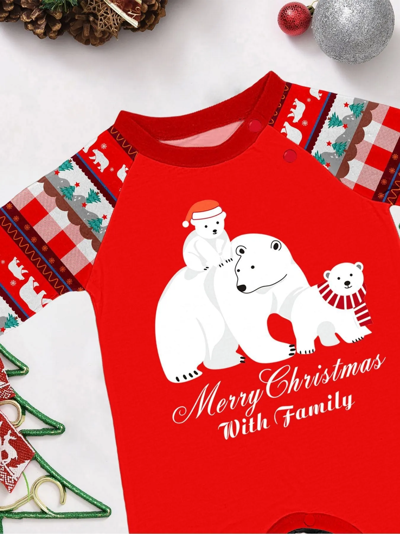 White Polar Bear Printed Family Matching Christmas Pajamas Sets