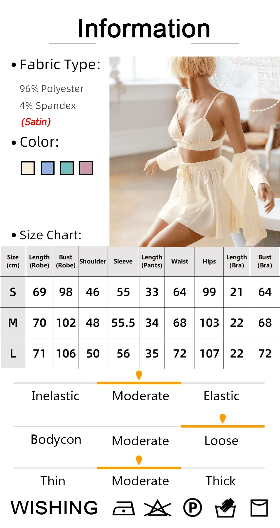 Women's Satin 3 Piece Pajamas Sexy Shorts   Shirt Set With Bralette