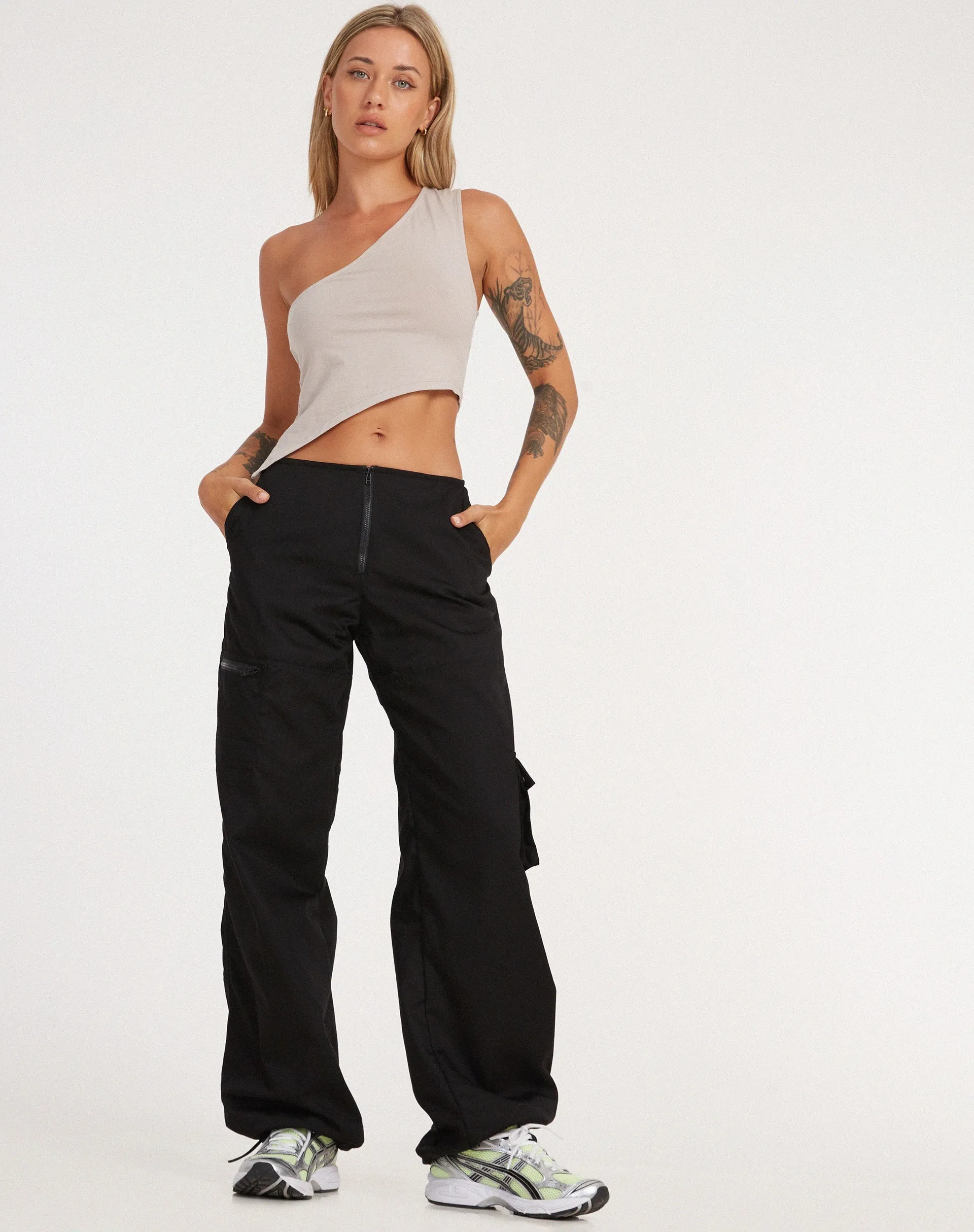 Xander Cargo Trouser in Cotton Drill Black